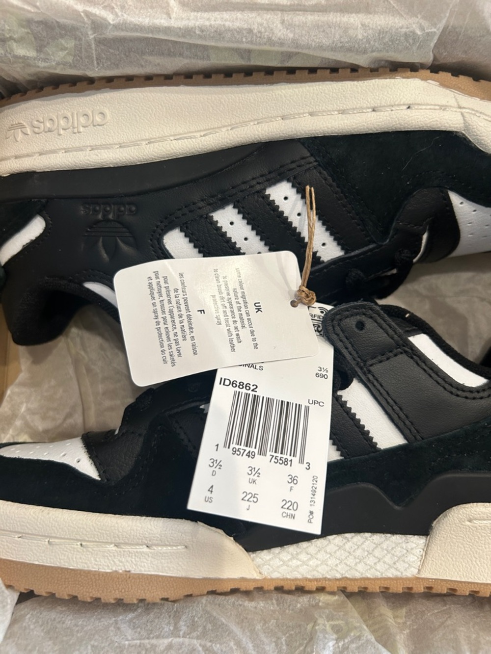 Adidas  Kids Black and White Sneakers with Classic 3-Stripes - Picture 5 of 6